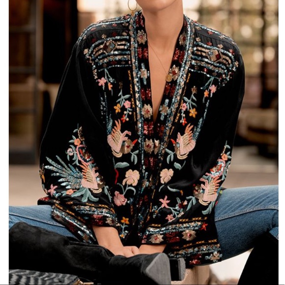 Johnny Was Jackets & Blazers - Johnny Was Hewey Kimono sequins, bird embroidery